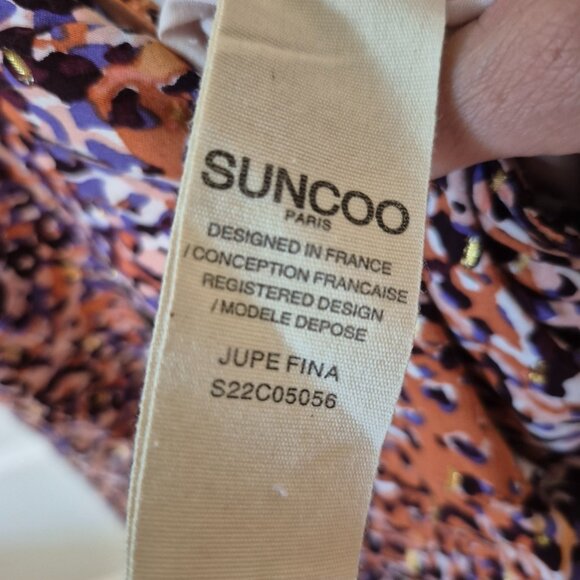 SUNCOO Paris | Tiered Ruffle Skirt | Animal Print w/ Gold Thread | Size L / T3 - Picture 10 of 11